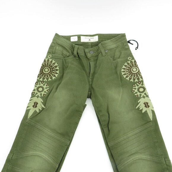 Miss Me Vintage Womens Skinny Jeans Olive Green Embroidered Size 24 NWT $119 - Picture 5 of 6